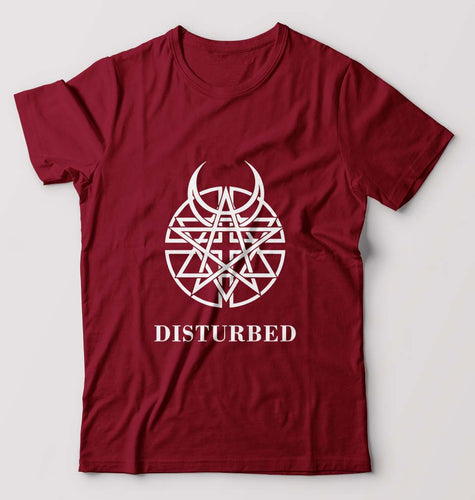 Disturbed T-Shirt for Men-Maroon-Ektarfa.online