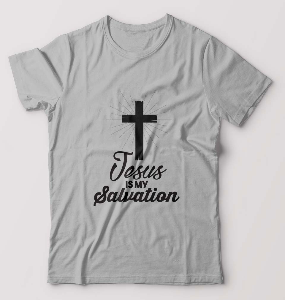 Jesus T-Shirt for Men-S(38 Inches)-Grey Melange-Ektarfa.online