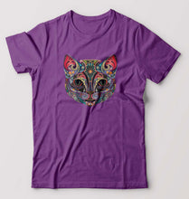 Load image into Gallery viewer, Psychedelic Cat T-Shirt for Men-S(38 Inches)-Purpul-Ektarfa.online
