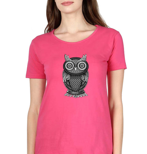 Owl T-Shirt for Women-Pink-Ektarfa.online