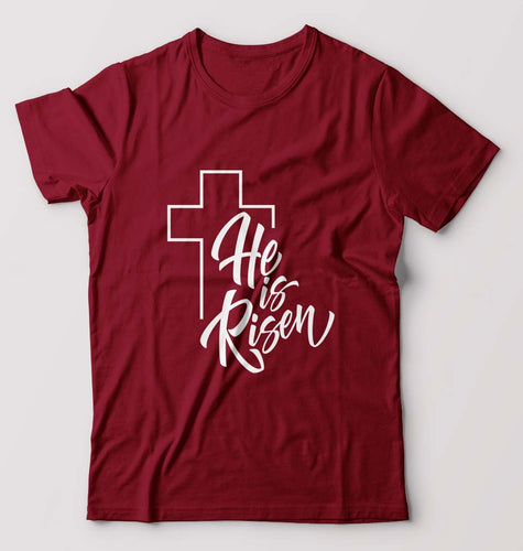 Christian T-Shirt for Men-S(38 Inches)-Maroon-Ektarfa.online