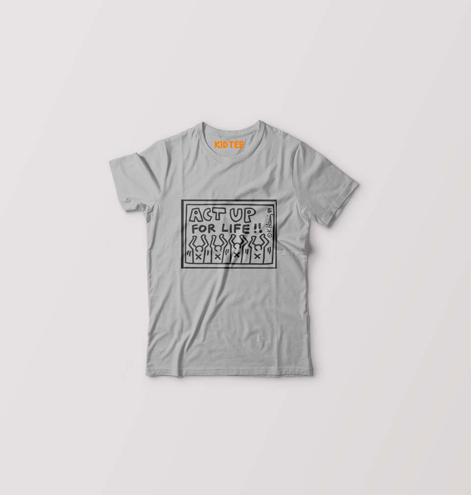 Keith Haring Kids T-Shirt for Boy/Girl-Grey-Ektarfa.online