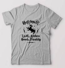 Load image into Gallery viewer, Hufflepuff Harry Potter T-Shirt for Men-S(38 Inches)-Grey Melange-Ektarfa.online
