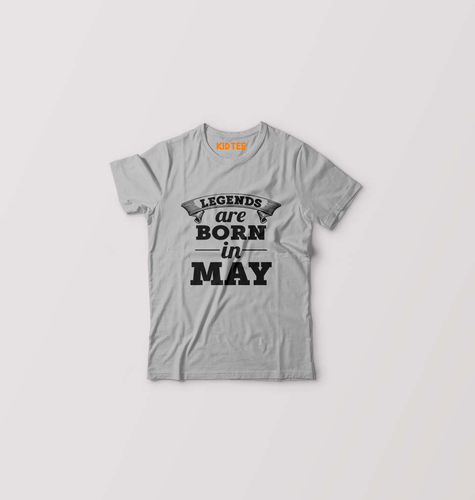 Legends are Born in May Kids T-Shirt for Boy/Girl-Grey-Ektarfa.online