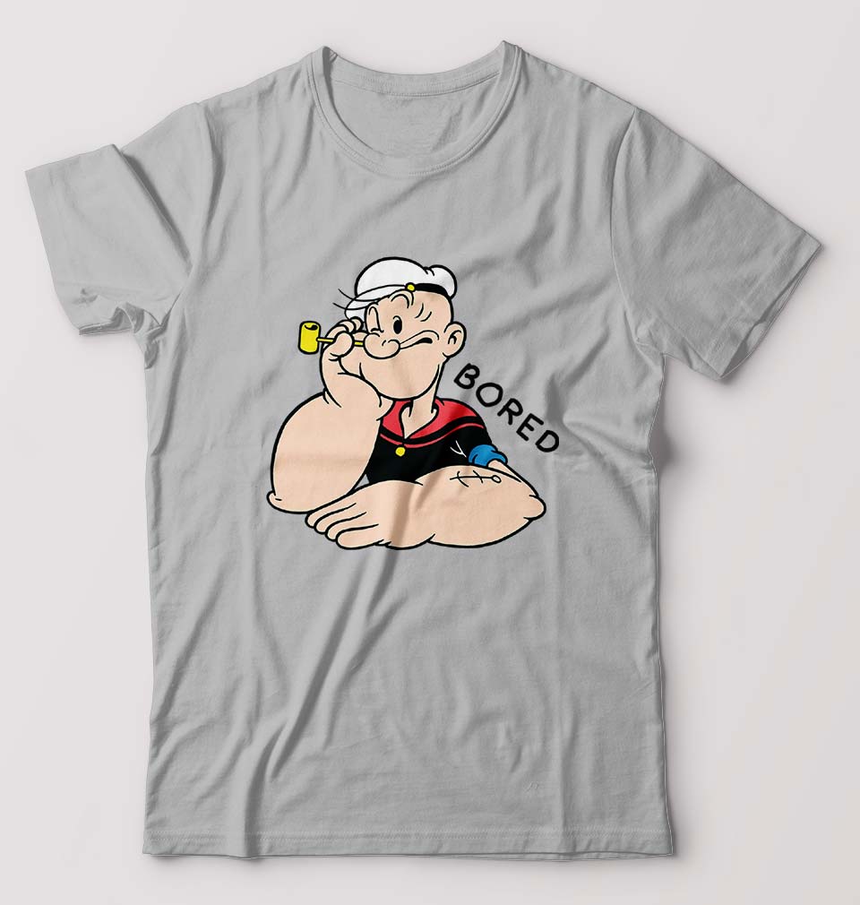 Popeye T-Shirt for Men-S(38 Inches)-Grey Melange-Ektarfa.online