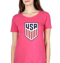 Load image into Gallery viewer, USA Football T-Shirt for Women-XS(32 Inches)-Pink-Ektarfa.online
