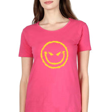 Load image into Gallery viewer, Evil Smile Emoji T-Shirt for Women-XS(32 Inches)-Pink-Ektarfa.online
