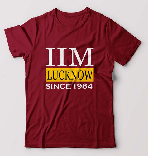 IIM Lucknow T-Shirt for Men-S(38 Inches)-Maroon-Ektarfa.online