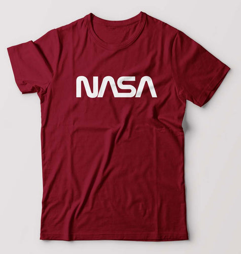 Nasa T-Shirt for Men-S(38 Inches)-Maroon-Ektarfa.online