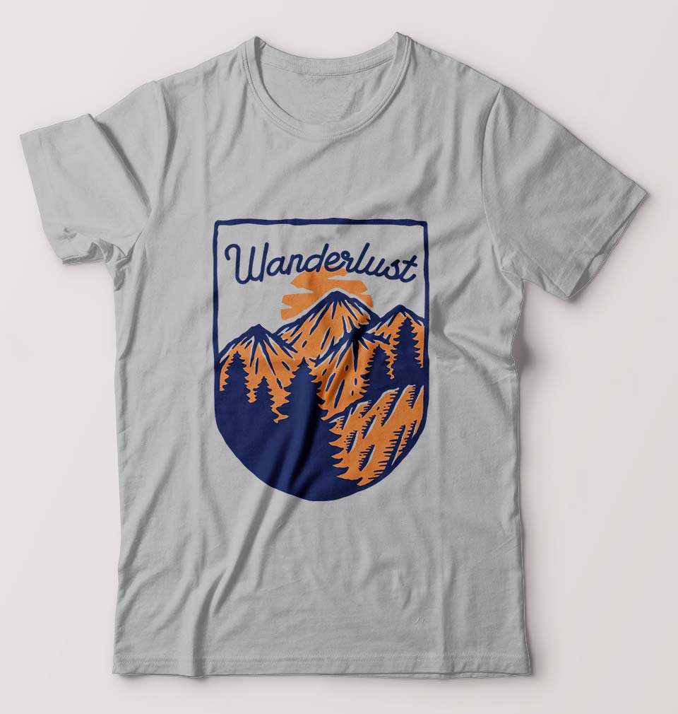 Wanderlust T-Shirt for Men-S(38 Inches)-Grey Melange-Ektarfa.online