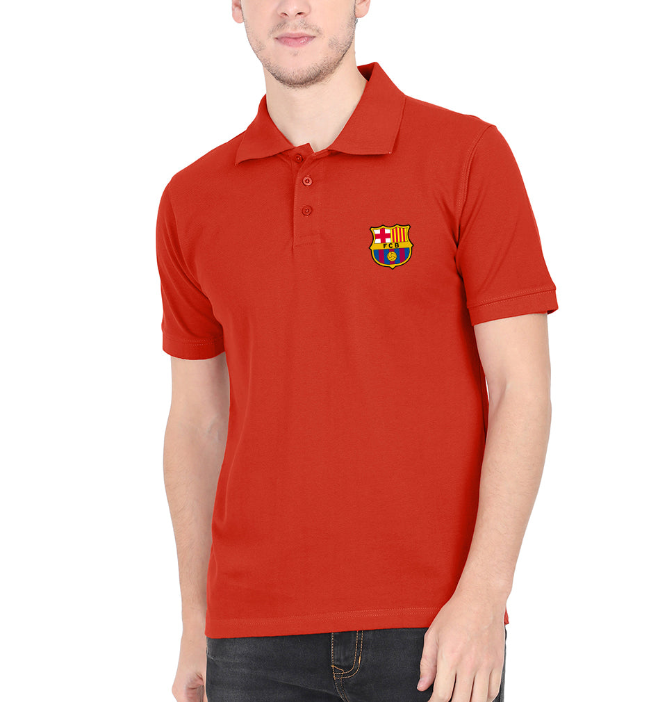 Barcelona LOGO Polo T-Shirt for Men-S(38 Inches)-Red-Ektarfa.co.in