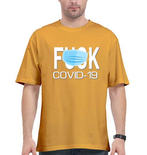 Covid 19 Oversized T-Shirt for Men-Golden Yellow-Ektarfa.online