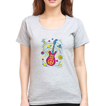 Load image into Gallery viewer, Psychedelic Music T-Shirt for Women-XS(32 Inches)-Grey Melange-Ektarfa.online
