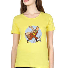 Load image into Gallery viewer, Tintin T-Shirt for Women-XS(32 Inches)-Yellow-Ektarfa.online
