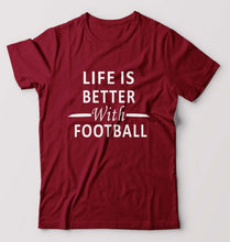 Load image into Gallery viewer, Life Football T-Shirt for Men-S(38 Inches)-Maroon-Ektarfa.online
