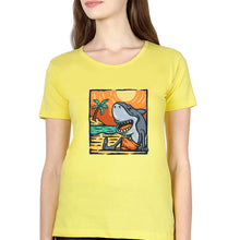 Load image into Gallery viewer, Shark T-Shirt for Women-XS(32 Inches)-Yellow-Ektarfa.online
