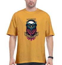 Load image into Gallery viewer, Owl Music Oversized T-Shirt for Men-Golden Yellow-Ektarfa.online
