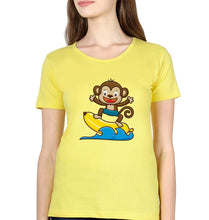 Load image into Gallery viewer, Monkey Banana T-Shirt for Women-XS(32 Inches)-Yellow-Ektarfa.online
