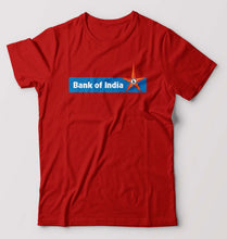 Load image into Gallery viewer, Bank of India T-Shirt for Men-S(38 Inches)-Red-Ektarfa.online
