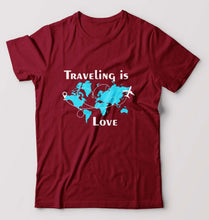 Load image into Gallery viewer, Traveling is Love T-Shirt for Men-Maroon-Ektarfa.online

