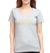 Load image into Gallery viewer, BROWN MUNDE T-Shirt for Women-XS(32 Inches)-Grey Melange-Ektarfa.online
