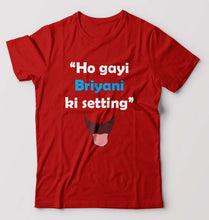 Load image into Gallery viewer, Biryani T-Shirt for Men-S(38 Inches)-Red-Ektarfa.online
