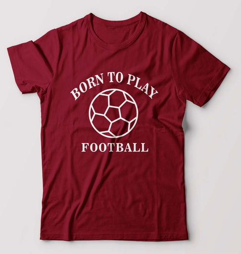 Play Football T-Shirt for Men-S(38 Inches)-Maroon-Ektarfa.online