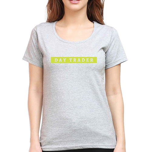 Day Trader Share Market T-Shirt for Women-XS(32 Inches)-Grey Melange-Ektarfa.online