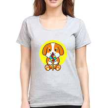 Load image into Gallery viewer, Puppy T-Shirt for Women-Grey Melange-Ektarfa.online
