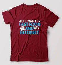 Load image into Gallery viewer, Fast Food and Internet T-Shirt for Men-Maroon-Ektarfa.online
