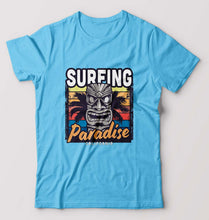 Load image into Gallery viewer, Surfing California Wild T-Shirt for Men-S(38 Inches)-Light Blue-Ektarfa.online

