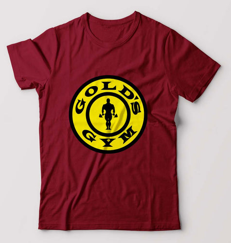 Gold's Gym T-Shirt for Men-S(38 Inches)-Maroon-Ektarfa.online