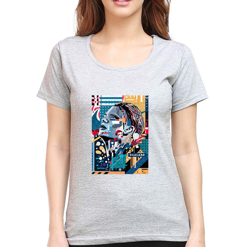 Erling Haaland T-Shirt for Women-Grey Melange-Ektarfa.online