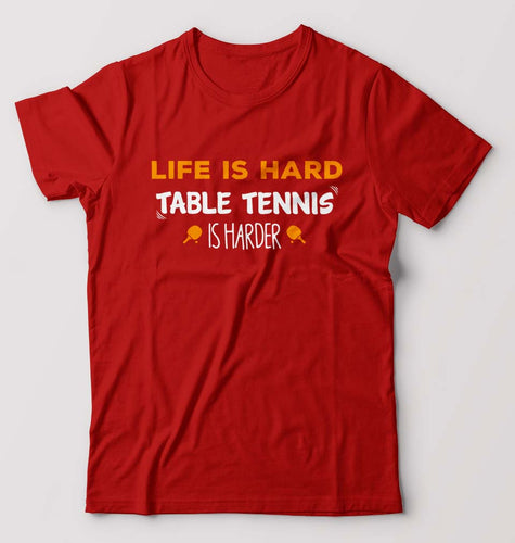 Table Tennis (TT) T-Shirt for Men-S(38 Inches)-Red-Ektarfa.online