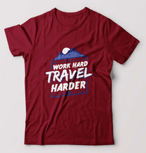 Load image into Gallery viewer, Travel Harder T-Shirt for Men-Maroon-Ektarfa.online
