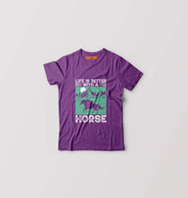 Load image into Gallery viewer, Horse Riding Kids T-Shirt for Boy/Girl-Purple-Ektarfa.online
