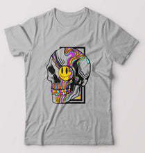 Load image into Gallery viewer, Trippy Psychedelic Skull Emoji T-Shirt for Men-Grey Melange-Ektarfa.online
