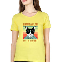 Load image into Gallery viewer, Cat T-Shirt for Women-XS(32 Inches)-Yellow-Ektarfa.online
