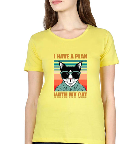 Cat T-Shirt for Women-Yellow-Ektarfa.online