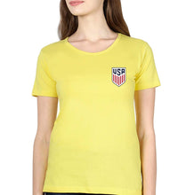 Load image into Gallery viewer, USA Football T-Shirt for Women-XS(32 Inches)-Yellow-Ektarfa.online
