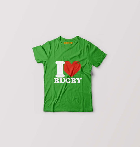 I Love Rugby Kids T-Shirt for Boy/Girl-Flag Green-Ektarfa.online