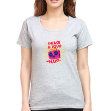 Load image into Gallery viewer, Psychedelic Music Peace Love T-Shirt for Women-XS(32 Inches)-Grey Melange-Ektarfa.online
