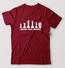 Load image into Gallery viewer, Chess T-Shirt for Men-S(38 Inches)-Maroon-Ektarfa.online
