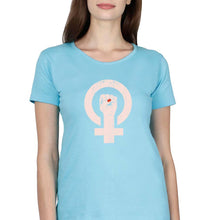 Load image into Gallery viewer, Feminist T-Shirt for Women-XS(32 Inches)-Light Blue-Ektarfa.online
