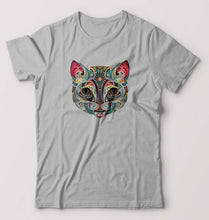 Load image into Gallery viewer, Psychedelic Cat T-Shirt for Men-S(38 Inches)-Grey-Ektarfa.online
