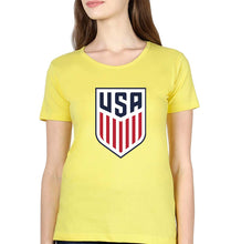 Load image into Gallery viewer, USA Football T-Shirt for Women-XS(32 Inches)-Yellow-Ektarfa.online
