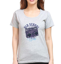 Load image into Gallery viewer, Old School T-Shirt for Women-XS(32 Inches)-Grey Melange-Ektarfa.online
