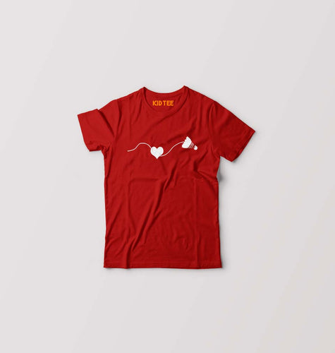 Badminton Kids T-Shirt for Boy/Girl-0-1 Year(20 Inches)-Red-Ektarfa.online