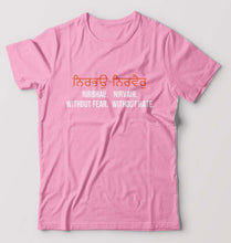 Load image into Gallery viewer, Nirbhau Nirvair T-Shirt for Men-S(38 Inches)-Light Baby Pink-Ektarfa.online
