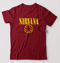 Load image into Gallery viewer, Nirvana T-Shirt for Men-S(38 Inches)-Maroon-Ektarfa.online
